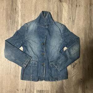 St Johns Bay Women's Denim Jean Blazer Jacket ~ Size Medium‎ ~ Stretch ~ Pockets